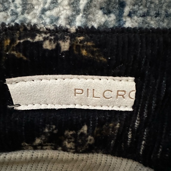 Pilcro Black Corduroy Floral Straight Leg Elevated Statement Pants - Picture 7 of 13